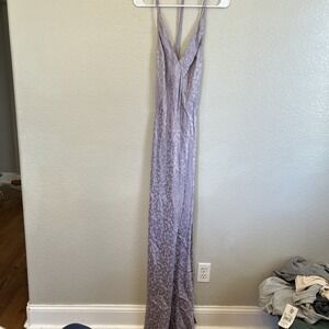 Topshop Heart Jacquard Slip Dress Womens Size 10 Purple Silky Maxi Fairy Elegant